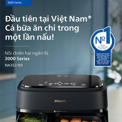 Nồi Chiên Không Dầu Philips 9 lít NA352/00 - Hàng Chính Hãng