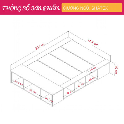 Giường ngủ cao cấp bằng gỗ cho gia đình SMLIFE Shatex