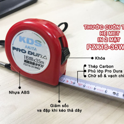 THƯỚC CUỐN THÉP 3.5m KDS PZX16-35WM2 HỆ MET