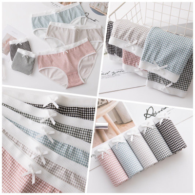 SET 5 Quần Lót Nữ Cotton Cao Cấp Nâng Mông Thông Hơi Hoạ Tiết Dễ Thương - Kiểu Caro (giao màu ngẫu nhiên)