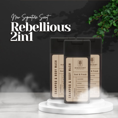 Sữa tắm dầu gội cho nam hương nước hoa 375ml Rebellious thương hiệu SIGSCENT- COMBO 3