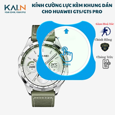 Kính cường lực Kèm Khung Dán cho đồng hồ Huawei Watch GT5/ GT5 Pro/ Huawei GT4, Kai.N Glass_ Hàng Chính Hãng