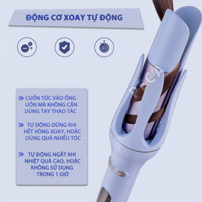 Máy uốn tóc xoay tự động Kemei KM-2063 điều chỉnh 12 mức nhiệt độ phù hợp với mọi loại tóc - Hàng chính hãng