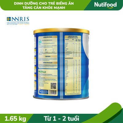 Sữa Bột GrowPLUS+ Biếng Ăn (Xanh) cho trẻ tăng cân khoẻ mạnh 1+ Lon 1,65KG