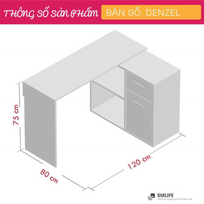 Bàn máy tính bằng gỗ tiện dụng SMLIFE Denzel