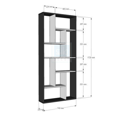 Kệ Sách Để Sàn Lắp Ghép Màu Trắng Đen Hiện Đại SIB Decor KS304