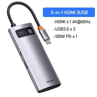 Hub Baseus Metal Gleam Series Multifunctional Type-C HUB Docking Station -Hàng Chính Hãng