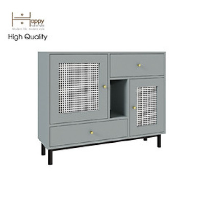 [Happy Home Furniture] ROTAN, Tủ lưu trữ 2 ngăn kéo 2 cửa mở - chân sắt, 100cm x 30cm x 80cm ( DxRxC), TCM_132