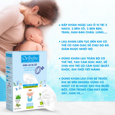 Khăn Lau Hạ Sốt Cho Bé Oribebe 0+ Hạ Nhiệt Giảm Sốt An Toàn Cho Bé Từ Thiên Nhiên