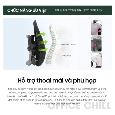 Tựa Lưng Ghế Văn Phòng Công Thái Học Đệm Tựa Lưng Văn Phòng