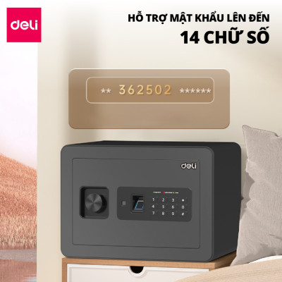 Két Sắt Vân Tay DELI, Két Sắt Điện Tử Thông Minh Chống Cưa Cắt Chống Cháy An Toàn Bảo Vệ Tài Sản