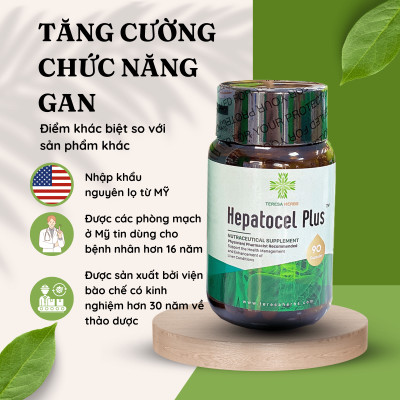 Thực phẩm bảo vệ sức khỏe Tăng cường chức năng gan Hepatocel Plus Teresa Herbs (Lọ 90 viên)