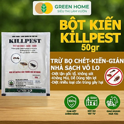 Bột Phấn Kiến KillPest Vipesco, GreenHome, Gói 50gr, Hiệu Quả Cao, Diệt Trừ Bọ Chét, Kiến, Gián