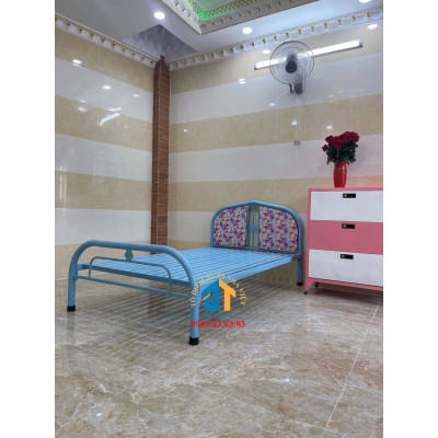 Giường sắt 80cmx2m giá rẻ màu xanh