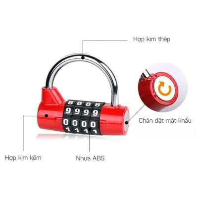 Ổ KHÓA CHỮ U 5 SỐ, CÀNG KHÓA 6.5MM CHỐNG KHOAN CẮT