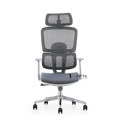 Ghế văn phòng lưng cao có tựa đầu chống mỏi cổ màu xám CM4553-2M Nội thất Capta Ghế làm việc lưng lưới hiện đại nhập khẩu lưng ghế ngả đa chiều tay nhựa chữ T chân xoay thép mạ chrome nâng hạ độ cao office chair hcm