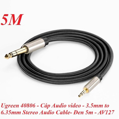 Ugreen UG40806AV127TK 5M màu Đen Cáp âm thanh 3.5mm sang 6.5mm cao cấp - HÀNG CHÍNH HÃNG
