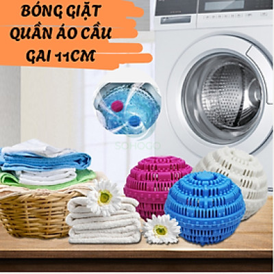 Bộ 2 Bóng Giặt Cầu Gai 11Cm Hỗ Trợ Giặt Đồ Siêu Sạch Chống Nhăn Quần Áo Bóng giặt quần áo, Banh giặt quần áo chống nhăn cỡ lớn 11cm khử khuẩn mùi ẩm mốc