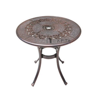 Bàn tròn cafe sân thượng ngoài trời màu đồng cổ điển Bàn nhôm đúc cao cấp bền đẹp HCM TE2025-65A