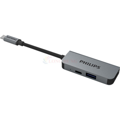 Cổng chuyển đổi Philips 3-in-1 Multifunction Adapter USB-C Hub SWV6113G/67 - Hàng chính hãng
