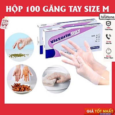 Hộp 100 Găng Tay Cao Su TPE Victoria Bay, Bao Tay Siêu Dai Dùng 1 Lần Làm Bếp Nấu Ăn Vệ Sinh Không Mùi Chống Nhăn