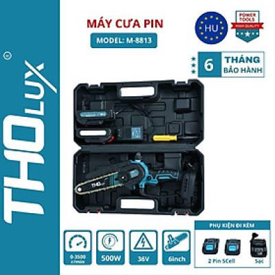 Máy cưa xích pin Tholux M-8813 Chiều dài lam 6 inch,công suất 500W