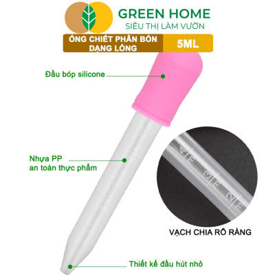 Ống Pipet GreenHome, 5ml, D15cm, Chiết Phân Bón Dạng Nước, Có Vạch Định Lượng, Đa Năng, Tiện Dụng