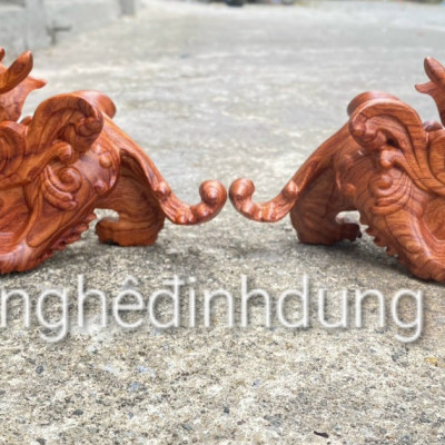 Cặp tỳ hưu phong thủy bằng gỗ hương đá kt 20×12×8cm 