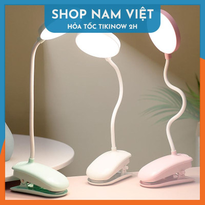 Đèn Bàn LED Kẹp Đầu Giường Đọc Sách Chống Cận Pin Sạc