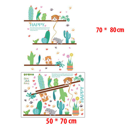 Decal giấy dán tường kệ xương rồng  SK7190