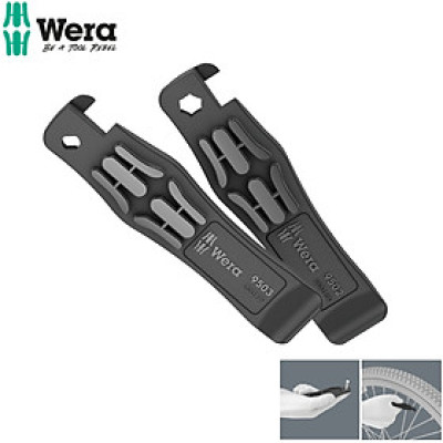 Bộ dụng cụ sửa xe đạp Wera 05004184001 Bicycle Set 13 bộ gồm 2 cái 1x 9502 tyre jack with bit mounting và 1x 9503 tyre jack with valve ejector