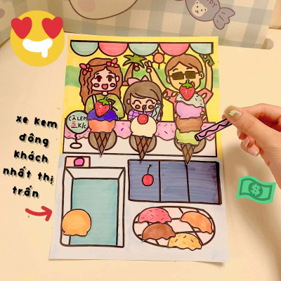 Bộ Tranh Tương Tác Cô Tiên Xanh - Xe Bán Kem Di Động Bãi Biển