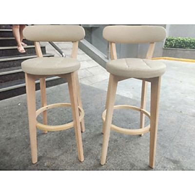 Ghế đảo bếp khung gỗ cao 62cm CB BEE-62W Nội thất Capta Ghế bar gỗ có lưng nệm bọc giả da kem đen cam đất stool chair hcm city