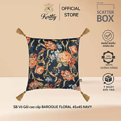 Scatter Box Vỏ Gối cao cấp nhập khẩu Ireland Anh Quốc BAROQUE FLORAL NAVY Phong cách cổ điển