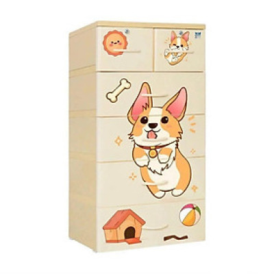 Tủ Nhựa Trẻ Em KID 5 Tầng Qui Phúc – Ngăn Kéo Rộng, Bánh Xe Di Chuyển, Chất Liệu Nhựa PP ABS chính phẩm An Toàn