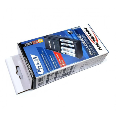 Combo Bộ sạc ANSMANN POWERLINE 4 Smart kèm 4 pin AAA-800mAh - Hàng Nhập Khẩu