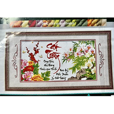 Tranh thêu chữ thập Cát tường 4, kích thước 90 x 50 cm
