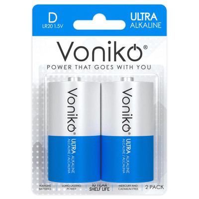 Vỉ 2 Pin Kiềm D 1.5V - Voniko