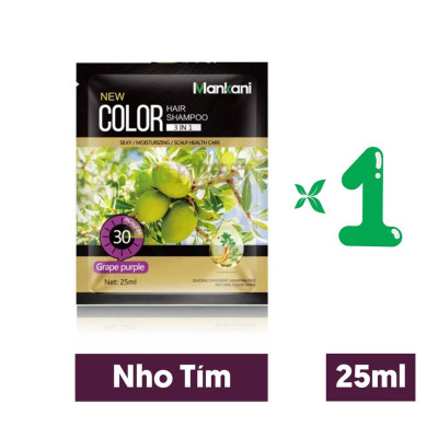 Gói Dầu Gội Nhuộm Tóc, Phủ Bạc Thảo Dược Mankani [Gói 25ml - Nho Tím]