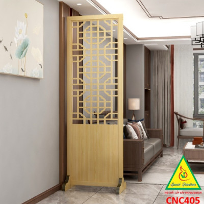 Vách ngăn phòng khách, vách ngăn tủ kệ bằng gỗ CNC405 - Nội thất lắp ráp Viendong adv