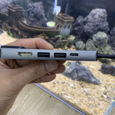 Cáp chuyển USB Type C sang HDMI + USB +LAN + PD VEGGIEG TC05 - Hàng Nhập Khẩu