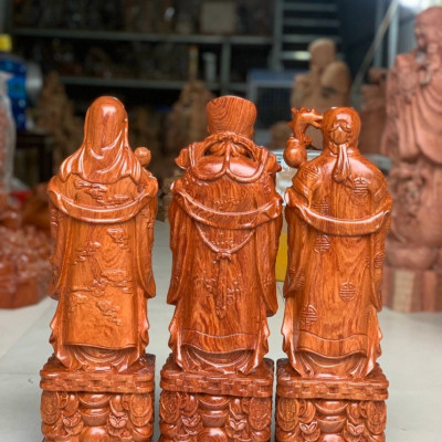 Bộ tượng phật tam đa phúc lộc thọ bằng gỗ hương đá kt cao 30×11×9cm