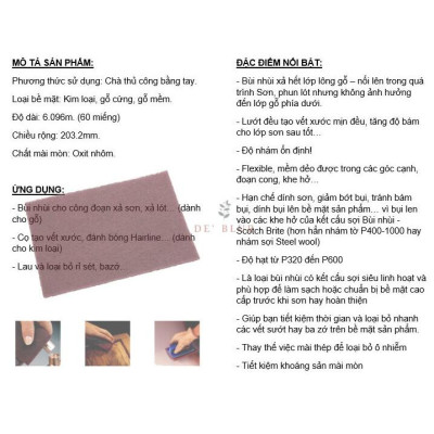 Bùi nhùi cước cao cấp 3M 07521 Scotch Brite Multi-Flex Abrasive Sheet Roll Very Fine Grade 203.2mm x 6.096m - deblur