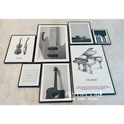 (ẢNH THẬT) Tranh treo tường âm nhạc 26 trang trí decor phòng nhạc cụ âm nhạc có khung