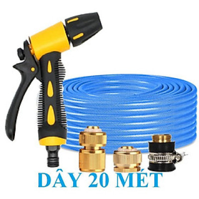 Vòi Xịt Rửa Xe️ Bộ dây vòi xịt nước rửa xe, tưới cây , tăng áp 3 lần, loại 20m 206236 đầu đồng, cút đồng