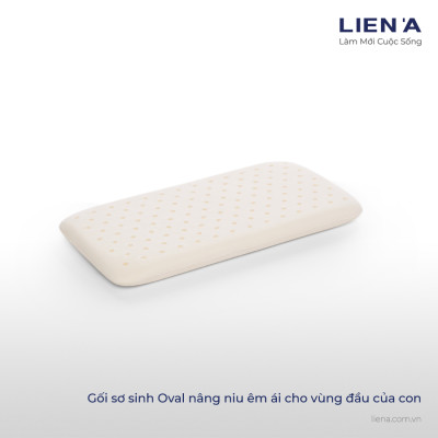 Gối nằm cao su thiên nhiên em bé Liên Á Oval + Kèm áo gối cùng kích thước .