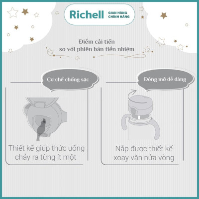 Bình uống trực tiếp AXSTARS Richell Nhật Bản 450ml chống sặc cho bé từ 8 tháng | Baby