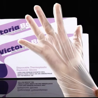 Hộp 100 găng tay cao su TPE Victoria Bay, bao tay siêu dai dùng 1 lần làm bếp nấu ăn vệ sinh, cảm ứng điện thoại, kháng khuẩn, chống mùi Hàng chính hãng