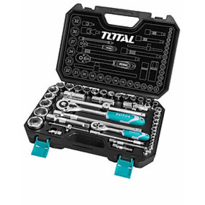 BỘ 44 CÁI SOCKET   (1/4+1/2 INCH) & CẦN 2 CHIỀU TOTAL THT421441 - HÀNG CHÍNH HÃNG