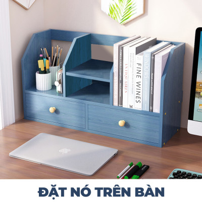 Kệ Sách Để Bàn Chữ H, Kèm 2 Ngăn Kéo Cao Cấp - Mẫu 7 - Dễ Lắp Ráp